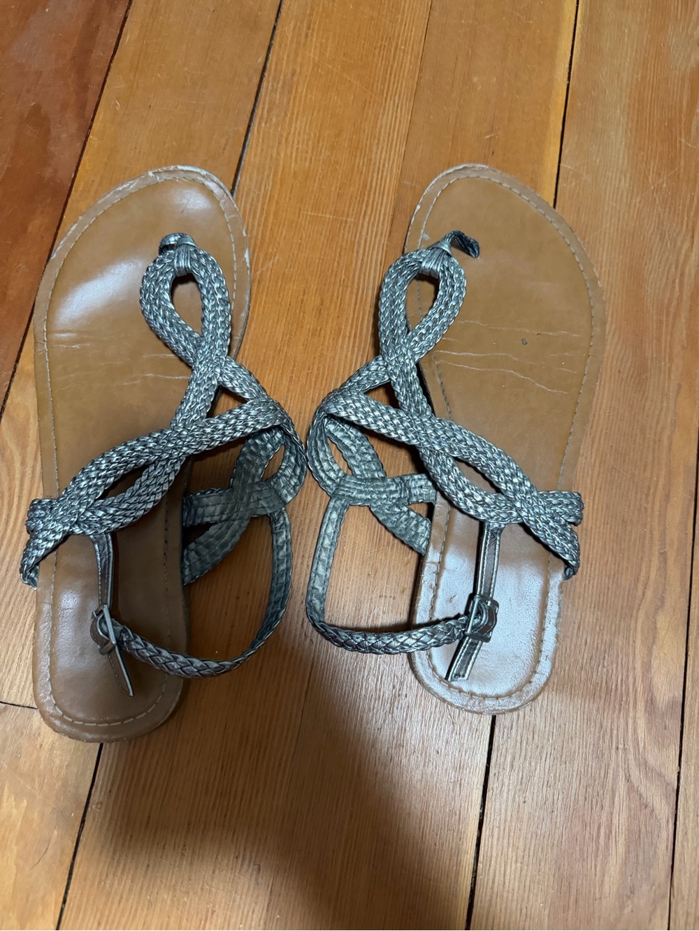Women’s Braided Metallic silver Sandals